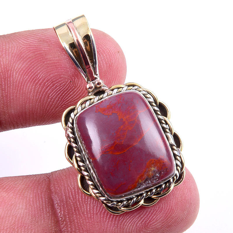 Moonstone Gem 925 Sterling Silver Two-Tone Pendant 1.5 Inch  