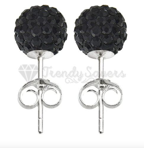 8MM Round 925 Sterling Silver Shamballa Crystal Ball Women Ear Stud Earrings 2x - Picture 22 of 108