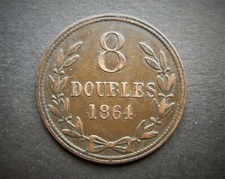 GUERNSEY 8 DOUBLES 1864   / SNIFF'S  ANCIENT COINS T-3