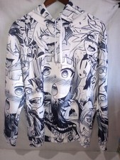 Black  White Anime Sweatshirt Hoodie Pullover Size Medium/Large EXCELLENT SHAPE