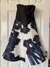 Halston Heritage Black, Blue, Cream Floral Dress Size 4