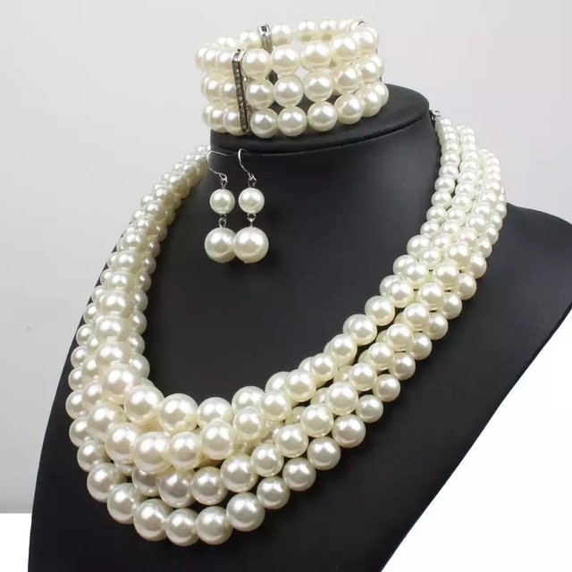 Faux Pearl Necklace/Bracelet Set eBay