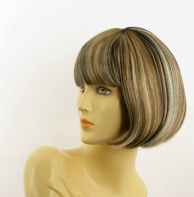 Perruque Courte Femme LOUISE - Blond Clair Méché Cuivré Chocolat - Synthétique - Bonnet Moyen - Neuf Avec étiquettes