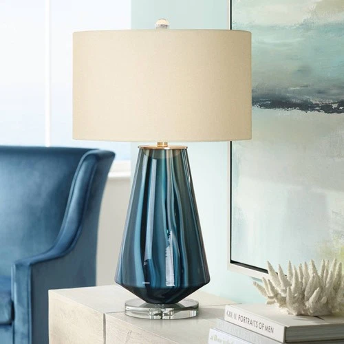 Uttermost Pescara 29" Teal-Gray and Blue-Swirl Glass Modern Table Lamp - Picture 1 of 4