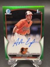 2023 Bowman ADAM CRAMPTON Chrome 1st #'d /99 On-Card Autograph Green Orioles