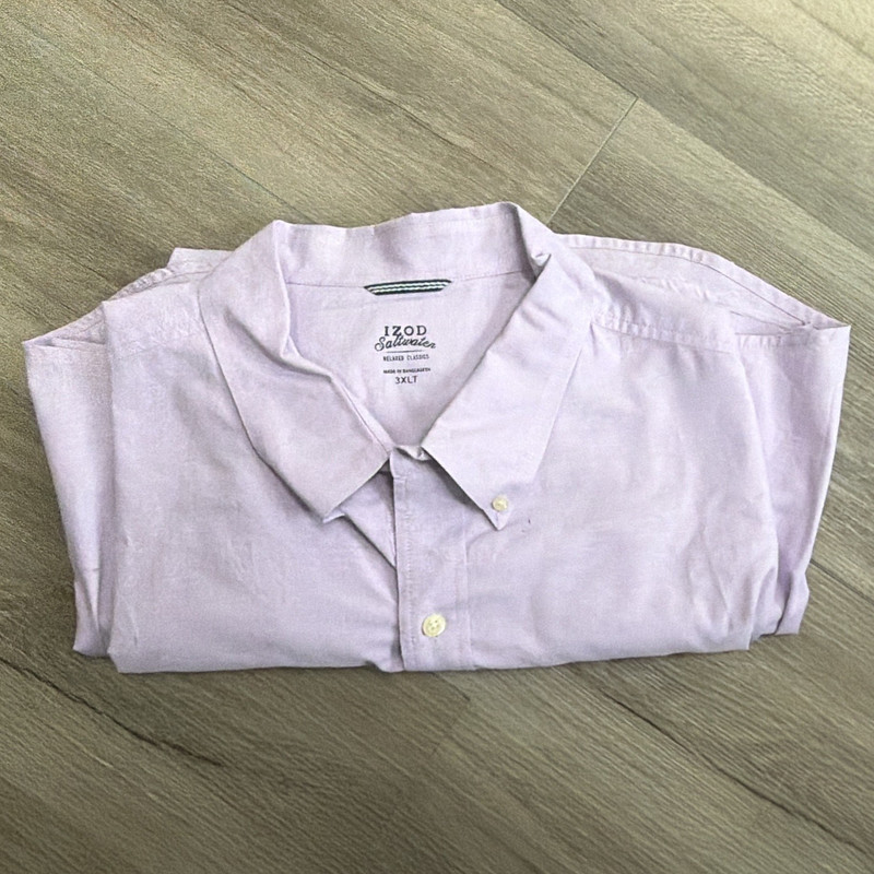 IZOD Saltwater Relaxed Classics Men's 3XLT Purple Cotton Woven Button-Down