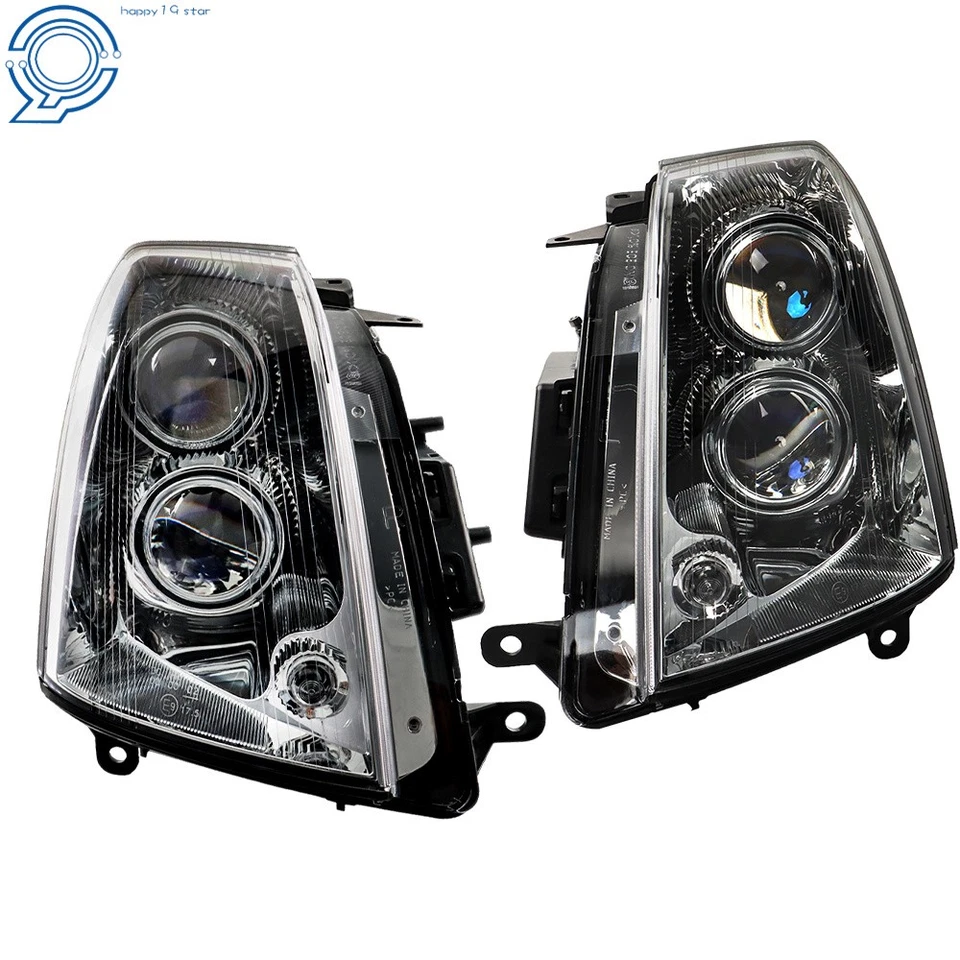 For Cadillac STS 2005-2011 Right+Left Headlight Halogen Clear Lens Black Housing Foto 3 de 4