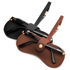 2Pack Soft Leather Sunglass Case-Slim Portable Glasses Holder with Button-Clo...