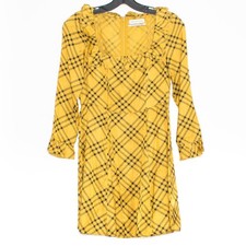 Urban Outfitters Womens Dress Preppy Cottage Retro Boho Plaid Mustard Yellow XS
