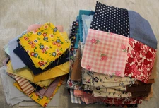 Vintage Lot Fabric Quilt Block Squares & Singles to Complete Various Patterns