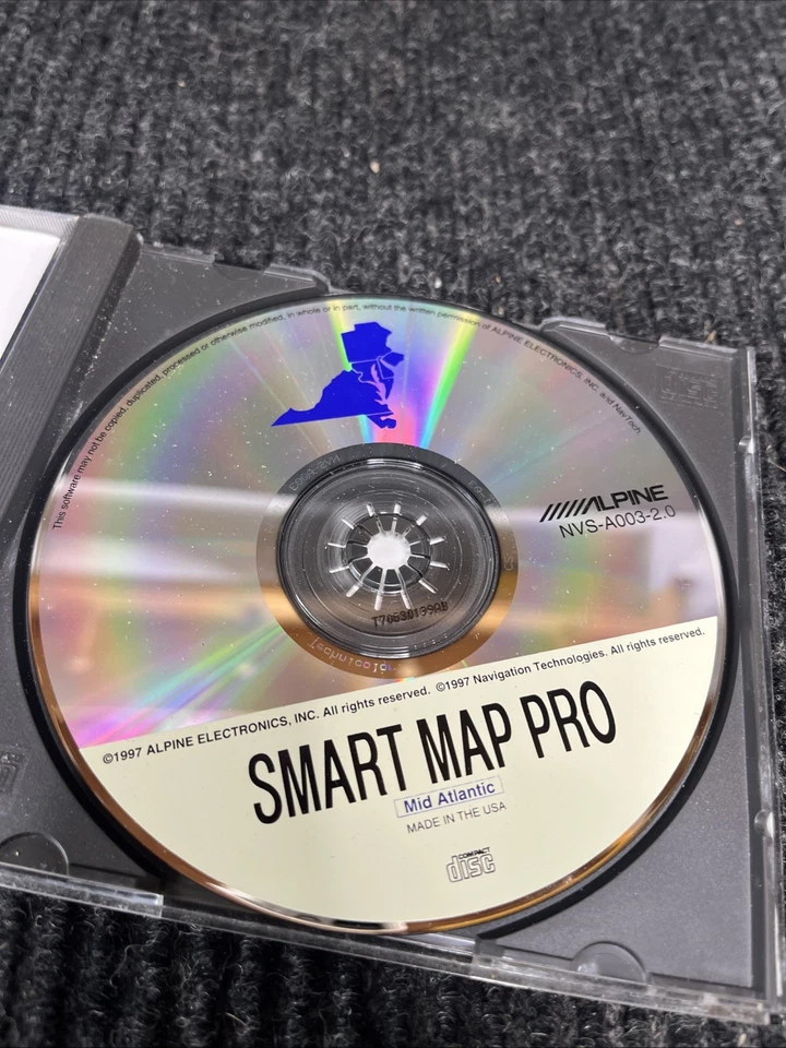 🔥Alpine NVS-A0003-2.0  (Mid Atlantic) CD-ROM Navigation Smart Map Pro Disc Used - Image 4 of 4