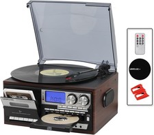 All in One Vintage 3 Speed Vinyl Record Player with Built-in Speakers,Bluetooth