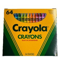 Vintage 1990 Crayola Crayons 64 Count Box With Sharpener Dandelion Retired NEW