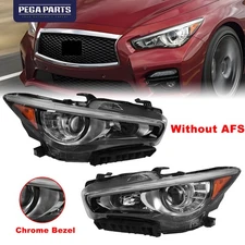 For 2014-2022 Infiniti Q50 w/o AFS LED DRL Projector Chrome Headlight Left Right