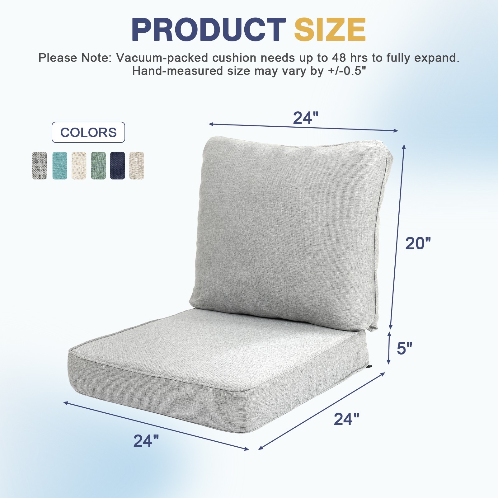Aoodor 2PCS Patio Chair Cushions Set Outdoor Furniture Seat/Back Removable Cover