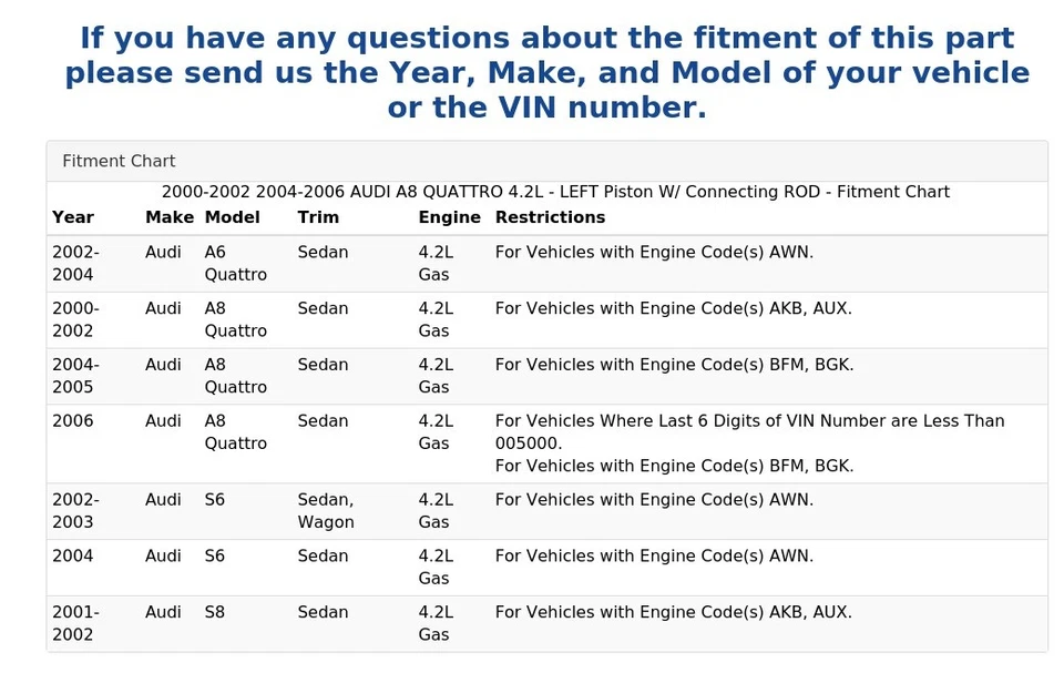 AUDI A8 QUATTRO 2000-2002 2004-2006 4,2 L - Pistón izquierdo con varilla de conexión Foto 4 de 4