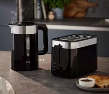 Twin Pack - EGL Vogue 3000W Kettle and 2 Slice Toaster Set - Black/Silver
