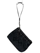 Vintage Y2K Coach Black Wristlet Patent Leather Signature Canvas SilverHardwear