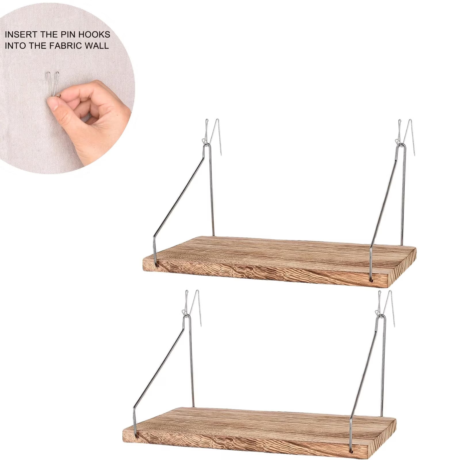 Fabric Cubicle Shelf w/Hooks, Wood Office Organizer, 2-Pack