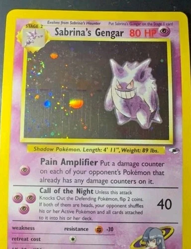 Pokémon TCG Sabrina's Gengar Holo Rare Card 14/132 PSA 6 Gym Heroes with Swirl