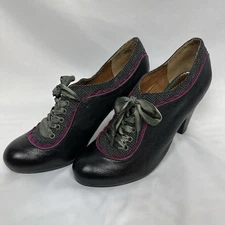 Poetic License Backlash Oxford Heels Black Leather Satin Laces Whimsygoth Retro