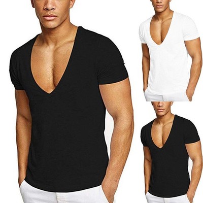 Herren T-Shirt V-Ausschnitt weiche Sportbekleidung bequem modisch Fitness