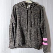 New Sundry Hoodie Cotton Women Small Brown Leopard USA Sporty Layer Athleisure