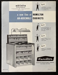 Vintage HAMILTON Ad Letterpress Composition Cabinets Printing Equipment Brochure