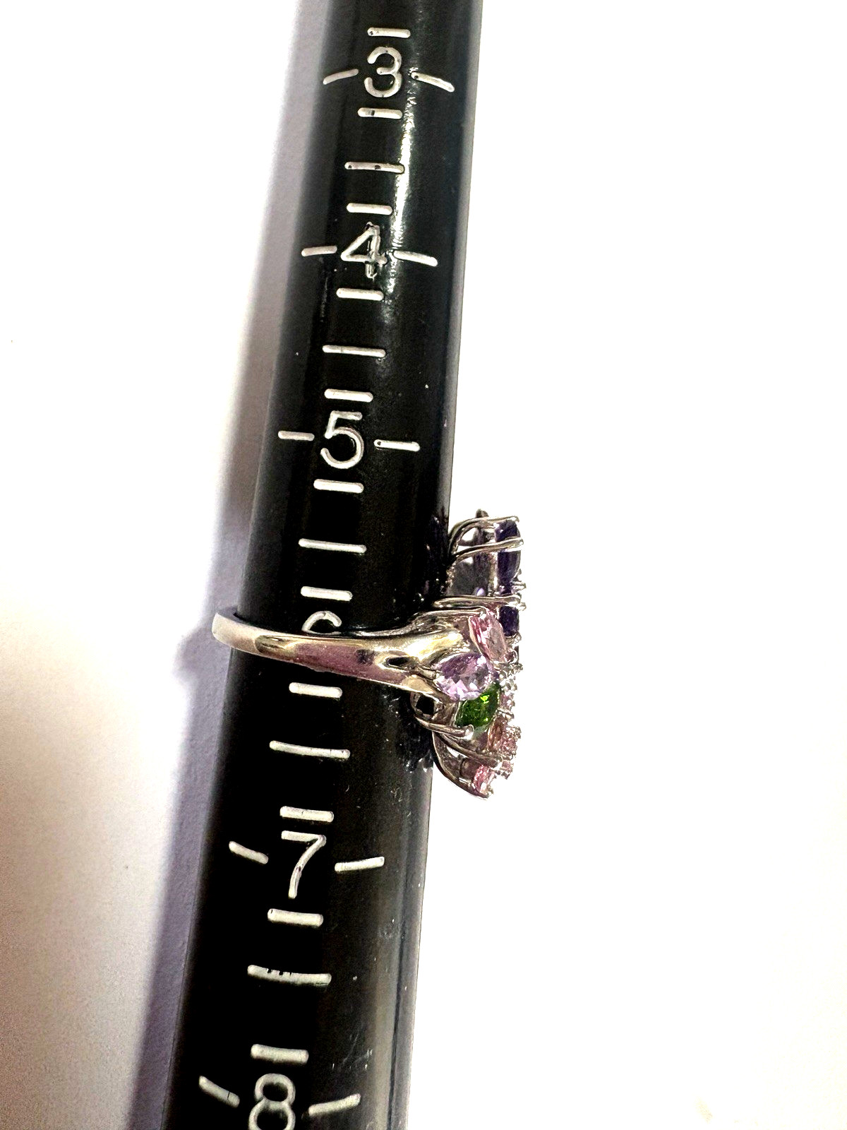 Multi Stone Amethyst Flower Cluster Cocktail Ring… - image 7