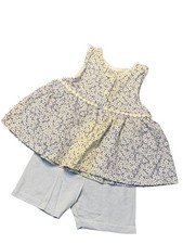 VTG Little Lass Girls 4T 2-Pcs Matching Outfit Baby Blue 90's Floral Lace Retro