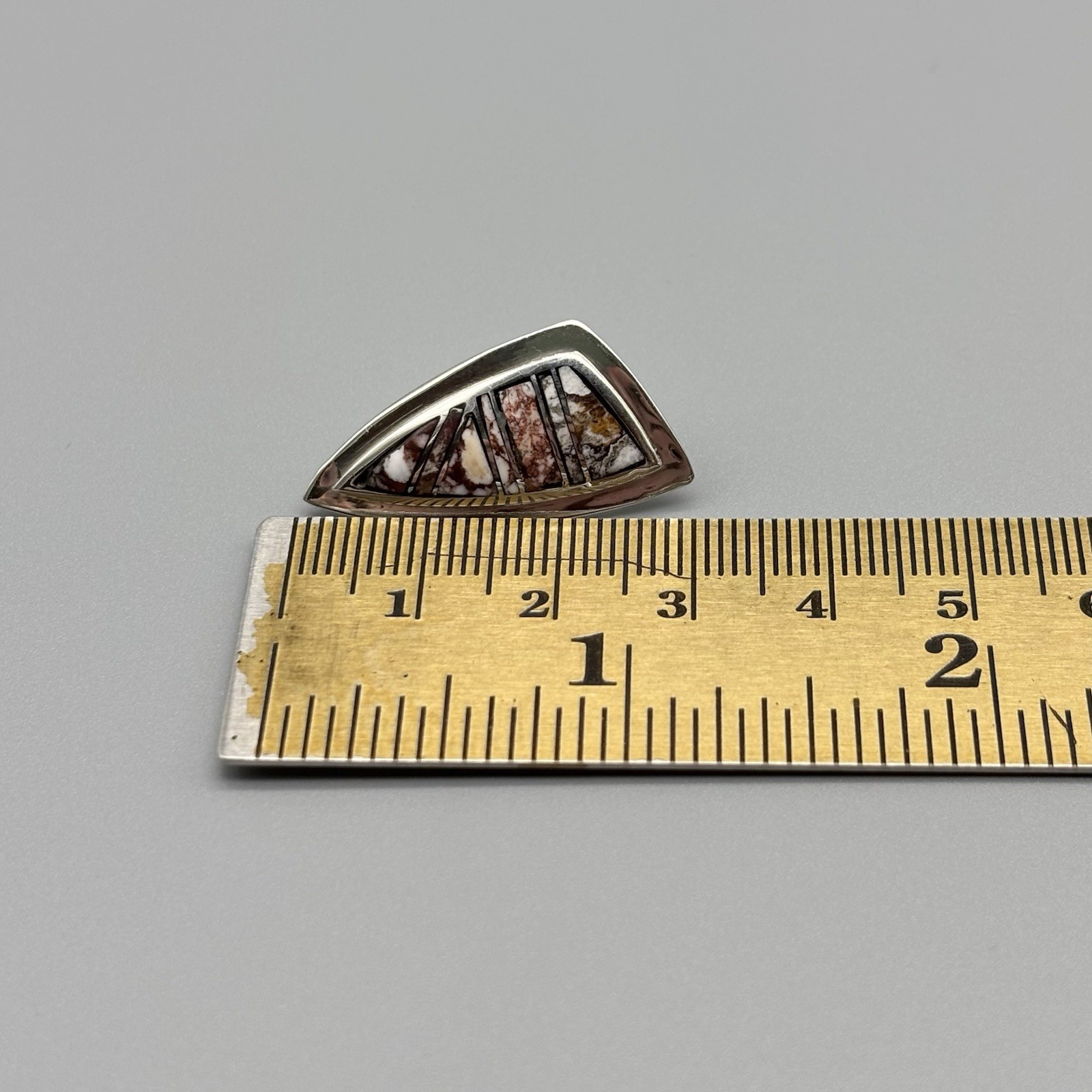 Sterling Silver Wild Horse Stone Inlaid Arrowhead 1.25
