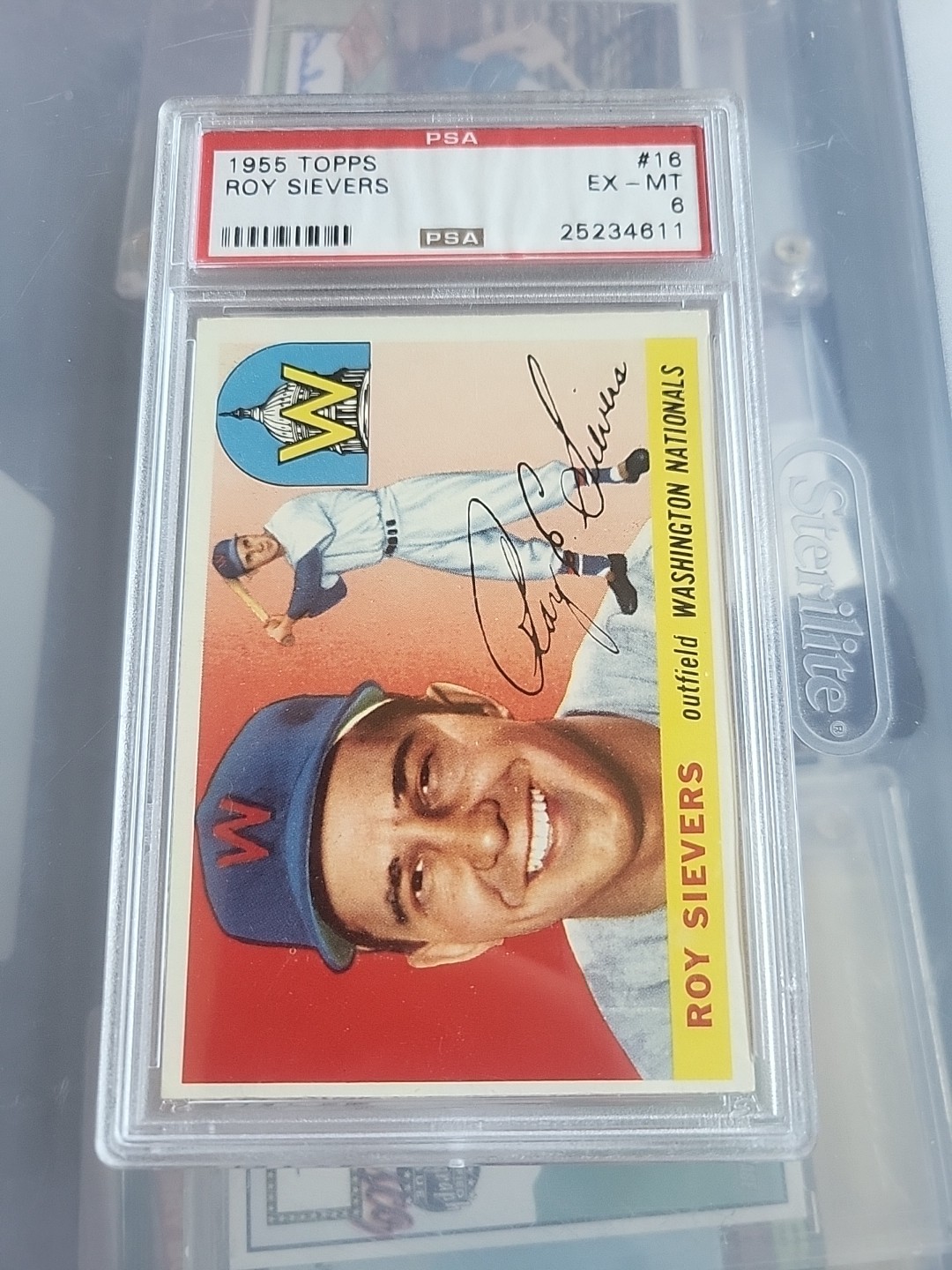 1955 Topps Baseball Card #16 Roy Sievers PSA EX-MT 6 Cert# 25234611