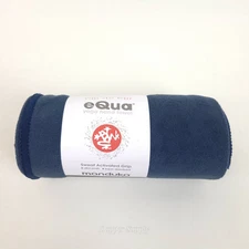 Manduka eQua Yoga Hand Towel Midnight Blue Microfiber 26.5x16" Sweat Activated 