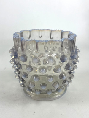 Antique Hobbs, Brocunier & Co glass spooner POINTED HOBNAIL Rubena Verde c.1870