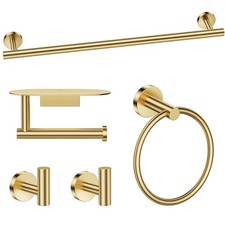 Brushed Gold 5 Piece Bathroom Hardware Set, SUS304 Stainless Steel Bath Towel...