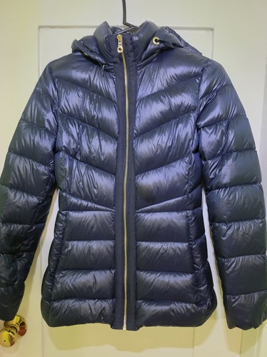 Kate Spade New York Blue Down Puffer Jacket Zip Off Hood Winter Women's Size XS 