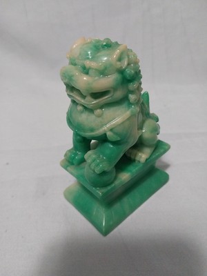 Feng Shui Wealth Prosperity  Chinese Green Resin? Foo Lion Dog Figurines 