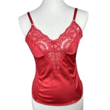 Vintage Sears Red Lace Babydoll Fitted Camisole Top Size 34 S Est Coquette Vamp