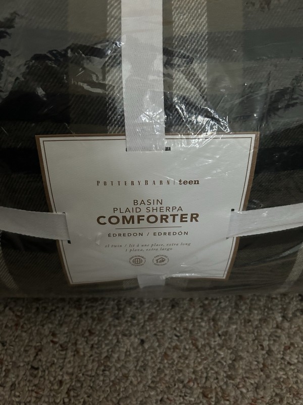 Pottery Barn Teen Basin Plaid Sherpa TWIN XL Comforter ~ Loden Green