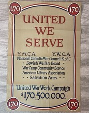 ORIGINAL WW1 UNITED STATES 1918 PATRIOTIC POSTER WAR WORK CAMPAIGN YMCA YWCA 170