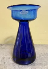 Blenko Handcrafted in USA Hand Blown Vase Cobalt Blue Color Marked Blenko 2001