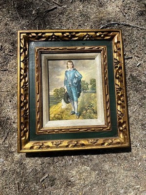Thomas Gainsborough Blue Boy Painting Reproduction Vintage Lithograph 18x16