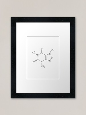 Gerahmtes gerahmtes Wandbild Koffein chemische Formel Poster Leinwanddruck Bild