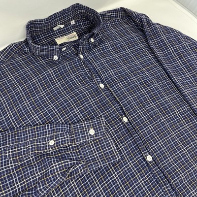 Luciano Barbera Shirt Mens Large Blue Plaid Check Button Down Made In Italy