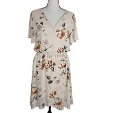  Signature Studio Floral Dress Womens Large Pink Crochet Yoke Lightweight Boho