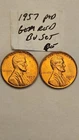 wheat penny 1957 P & D GREAT GEM RED BU SET 1957-D,1957-P LOT LINCOLN CENT MS+++