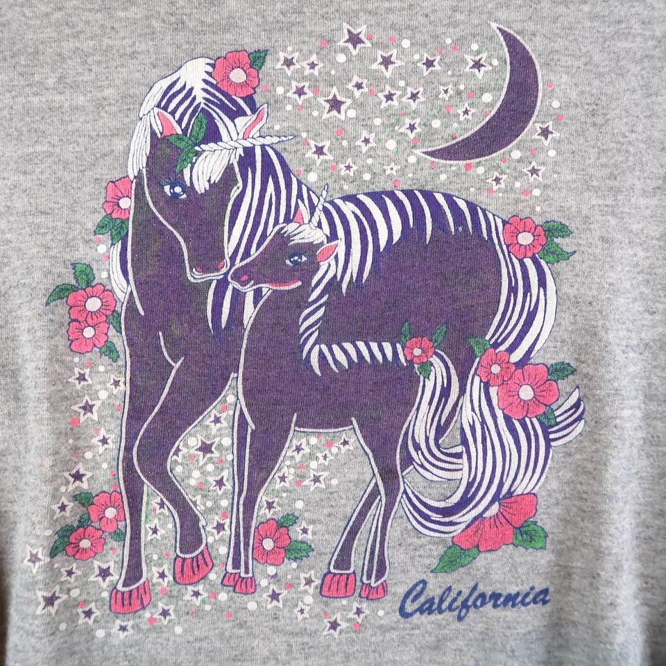 Vintage 90s Unicorn Crewneck Sweatshirt Adult L Large Gray 50/50 Cotton Blend - Image 3 of 4
