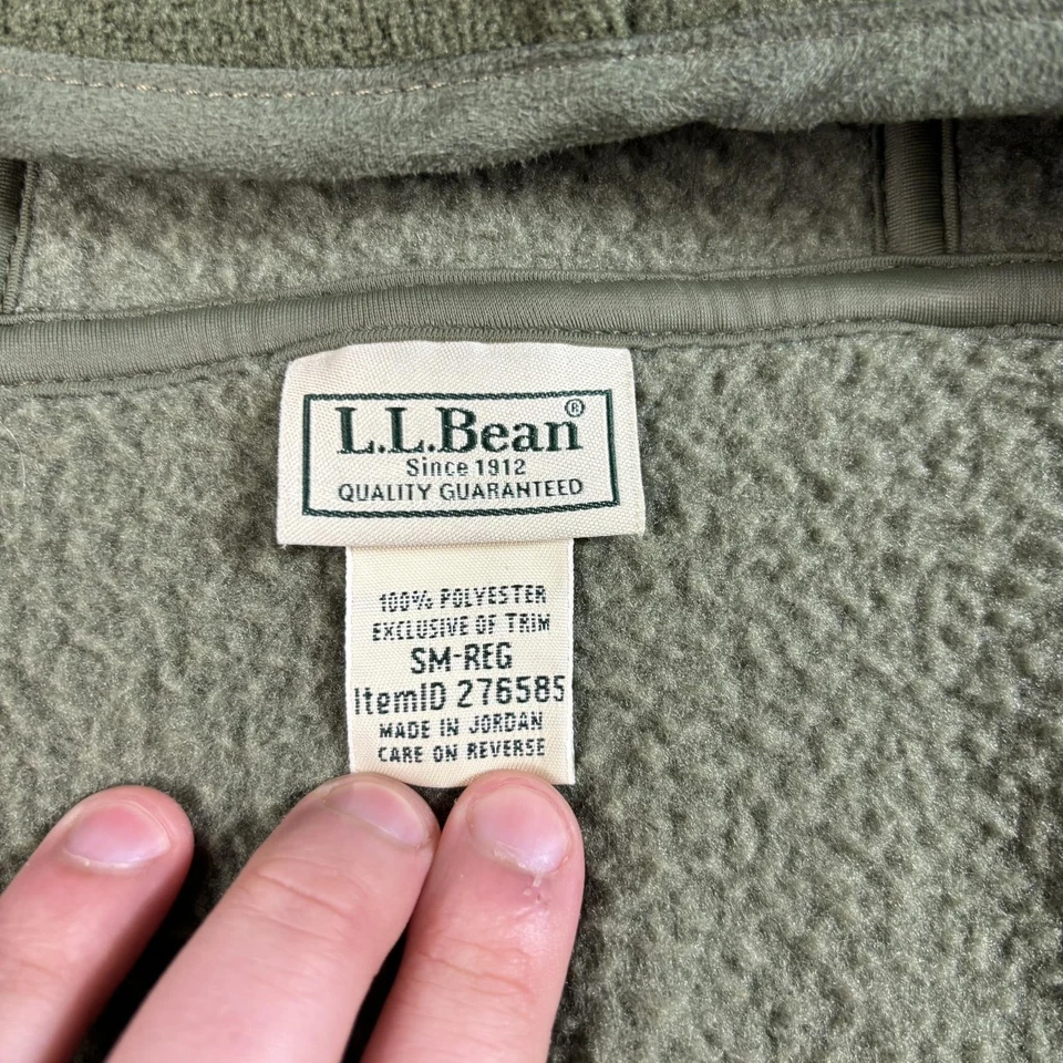 Abrigo polar con capucha LL Bean para mujer pequeño verde oliva botón delantero herencia largo Foto 3 de 4