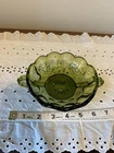 Vintage Anchor Hocking Avocado Green Fairfield Handle Nappy Candy Nuts Dish Bowl