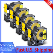 5 PK 18056 Black on YellowHeat-Shrink 1/2"Tube Label Tapes with DYMO Rhino 6000
